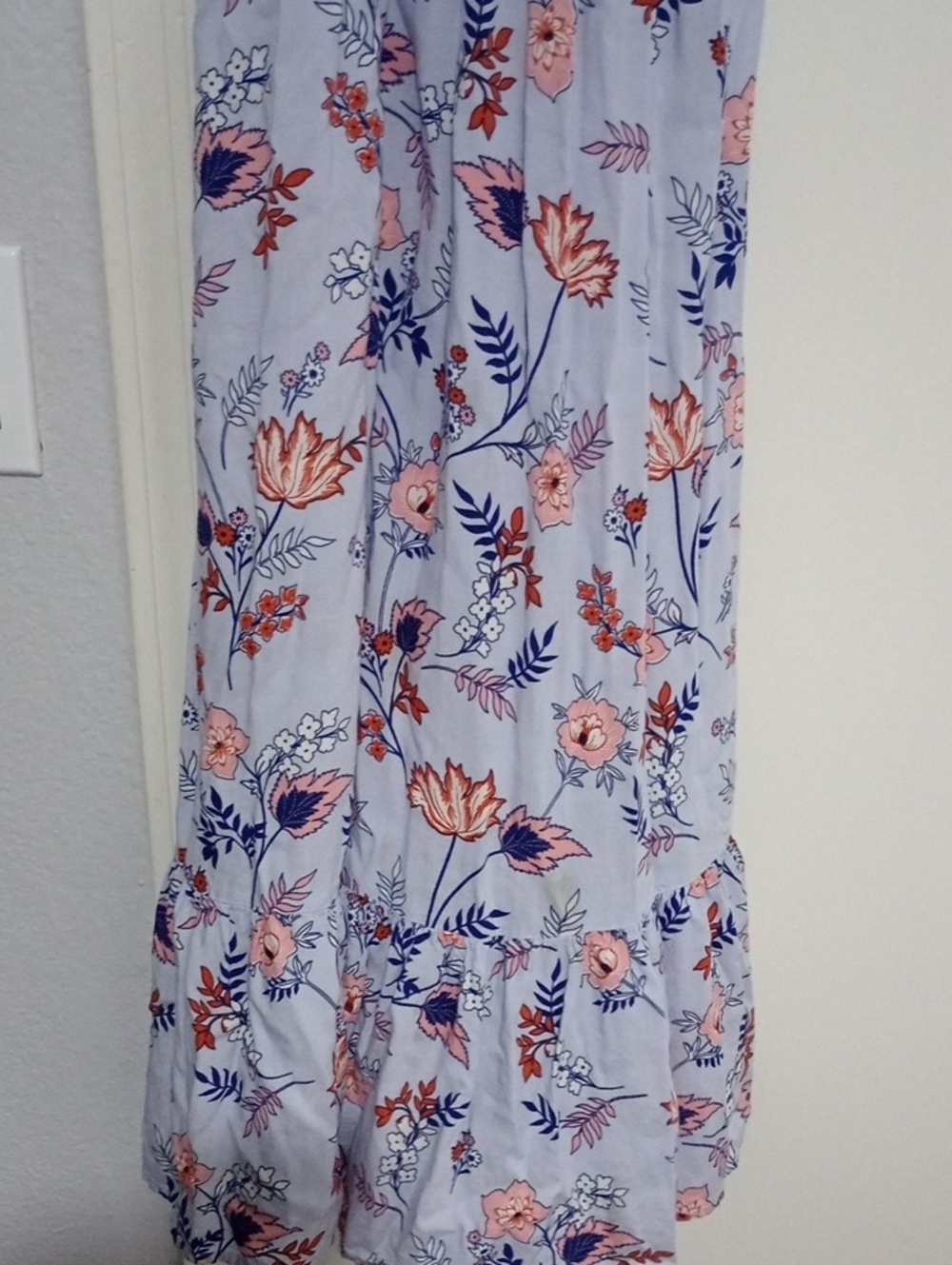 Japna Light Blue Floral Maxi Dress with Pink & Navy Accents - Picture 2 of 4